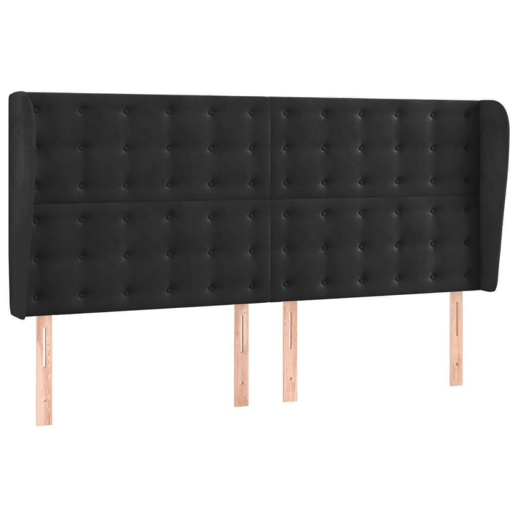 Tête de lit avec oreilles Noir 203x23x118/128 cm Velours - XIOS