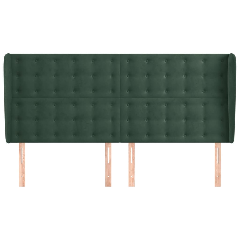 Tête de lit avec oreilles Vert foncé 203x23x118/128 cm Velours - XIOS