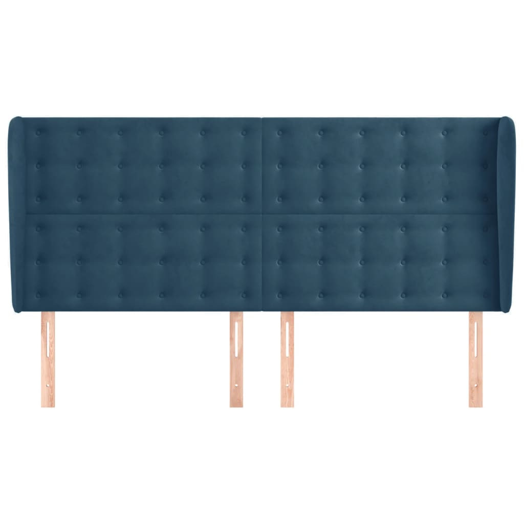 Tête de lit avec oreilles Bleu foncé 203x23x118/128 cm Velours - XIOS
