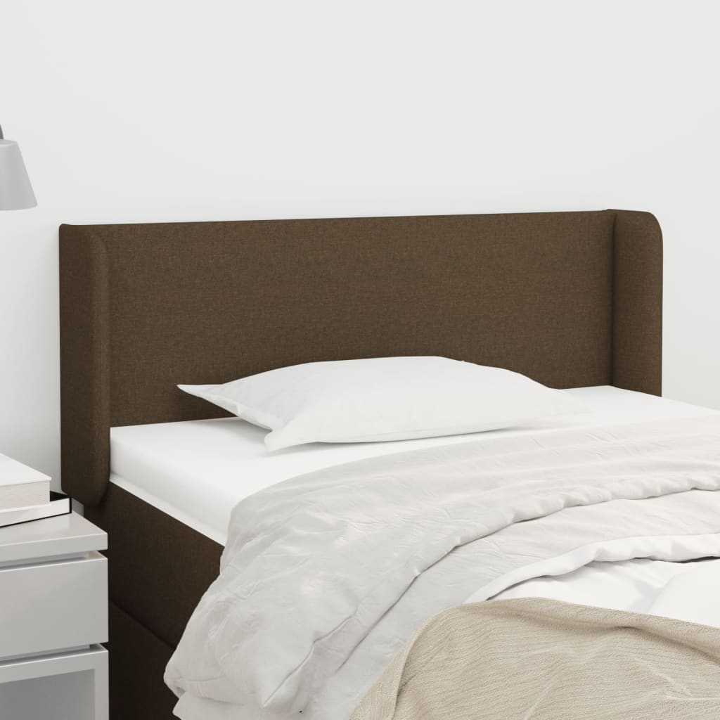 Tête de lit avec oreilles Marron Foncé 93x16x78/88 cm Tissu - XIOS