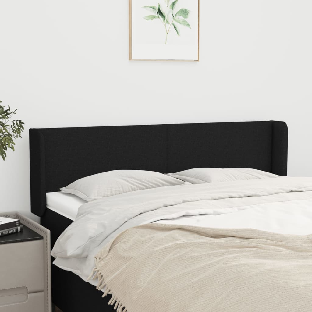Tête de lit avec oreilles Noir 147x16x78/88 cm Tissu - XIOS