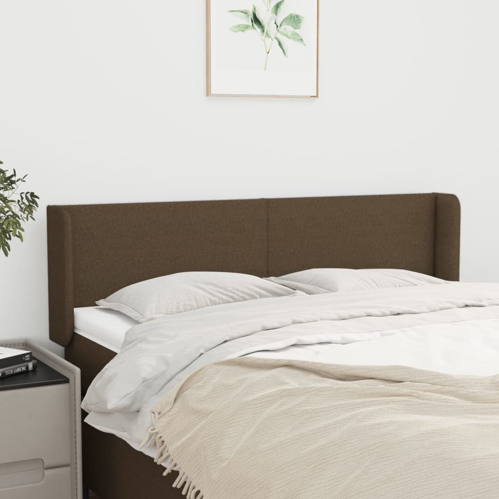 Tête de lit avec oreilles Marron Foncé 147x16x78/88 cm Tissu - XIOS