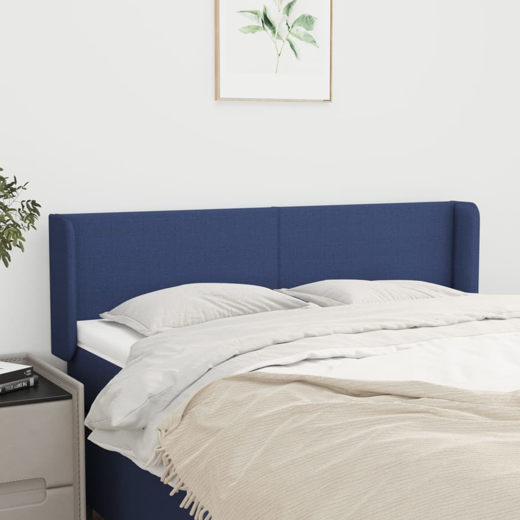 Tête de lit avec oreilles Bleu 147x16x78/88 cm Tissu - XIOS