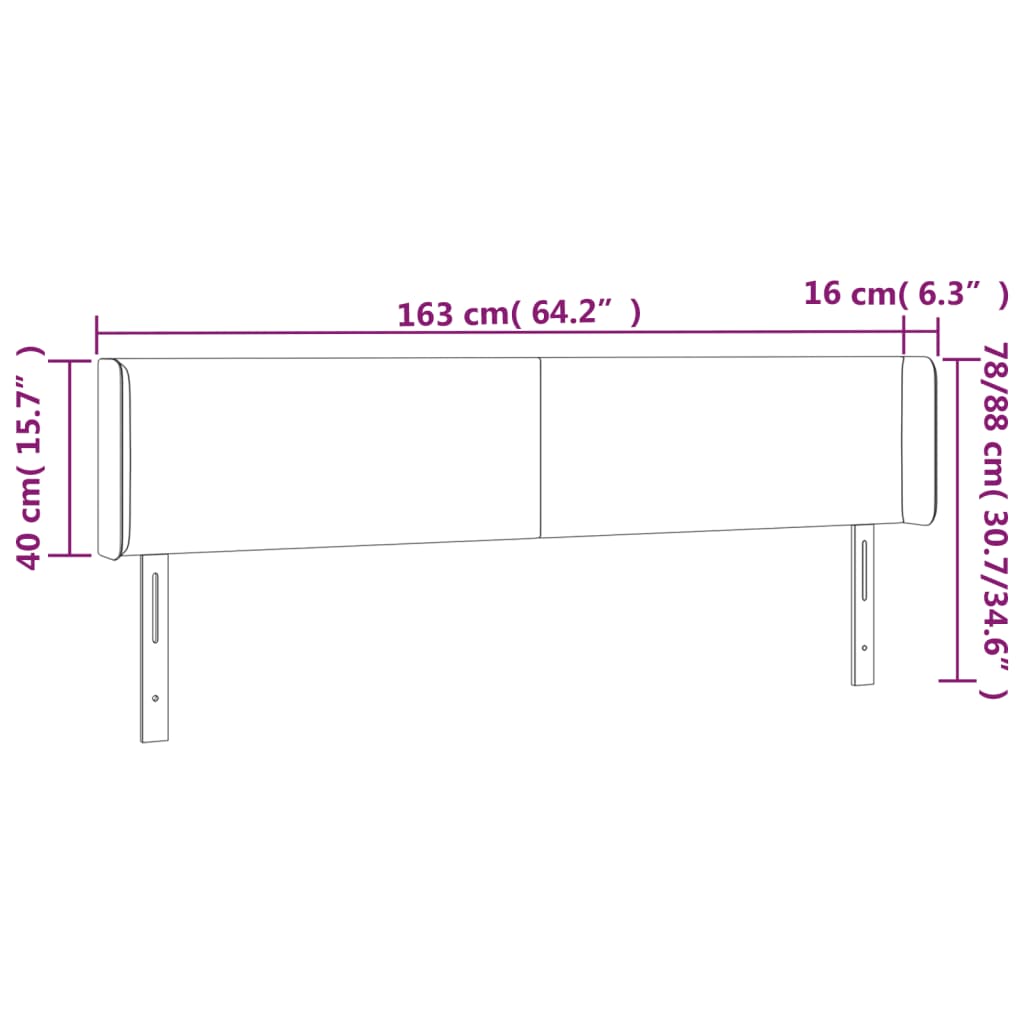 Tête de lit avec oreilles Marron Foncé 163x16x78/88 cm Tissu - XIOS