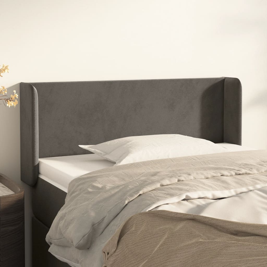 Tête de lit avec oreilles Gris foncé 83x16x78/88 cm Velours - XIOS