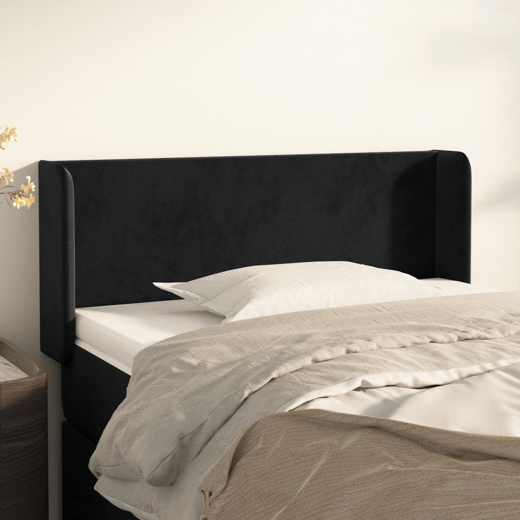 Tête de lit avec oreilles Noir 93x16x78/88 cm Velours - XIOS