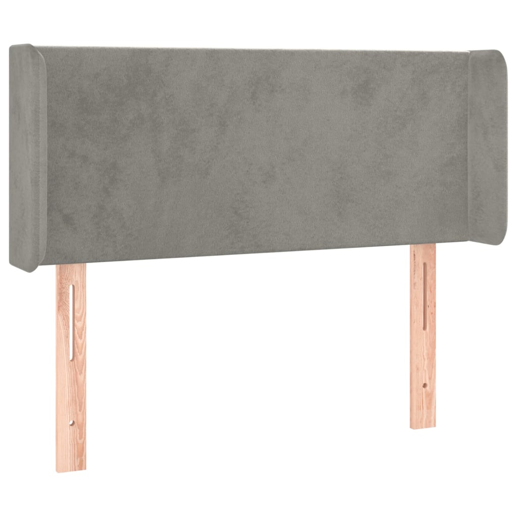 Tête de lit avec oreilles Gris clair 103x16x78/88 cm Velours