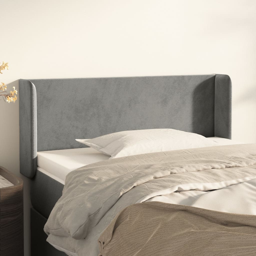 Tête de lit avec oreilles Gris clair 103x16x78/88 cm Velours - XIOS