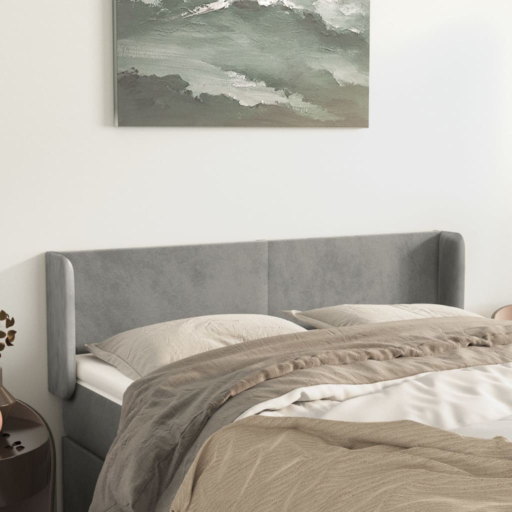 Tête de lit avec oreilles Gris clair 147x16x78/88 cm Velours - XIOS