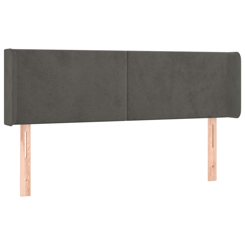 Tête de lit avec oreilles Gris foncé 147x16x78/88 cm Velours - XIOS