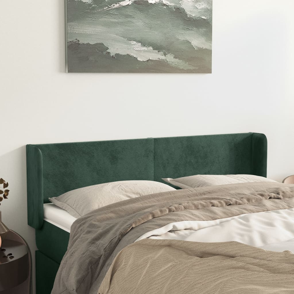 Tête de lit avec oreilles Vert foncé 147x16x78/88 cm Velours - XIOS
