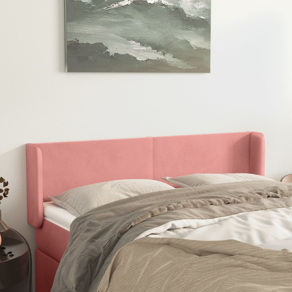 Tête de lit avec oreilles Rose 147x16x78/88 cm Velours - XIOS