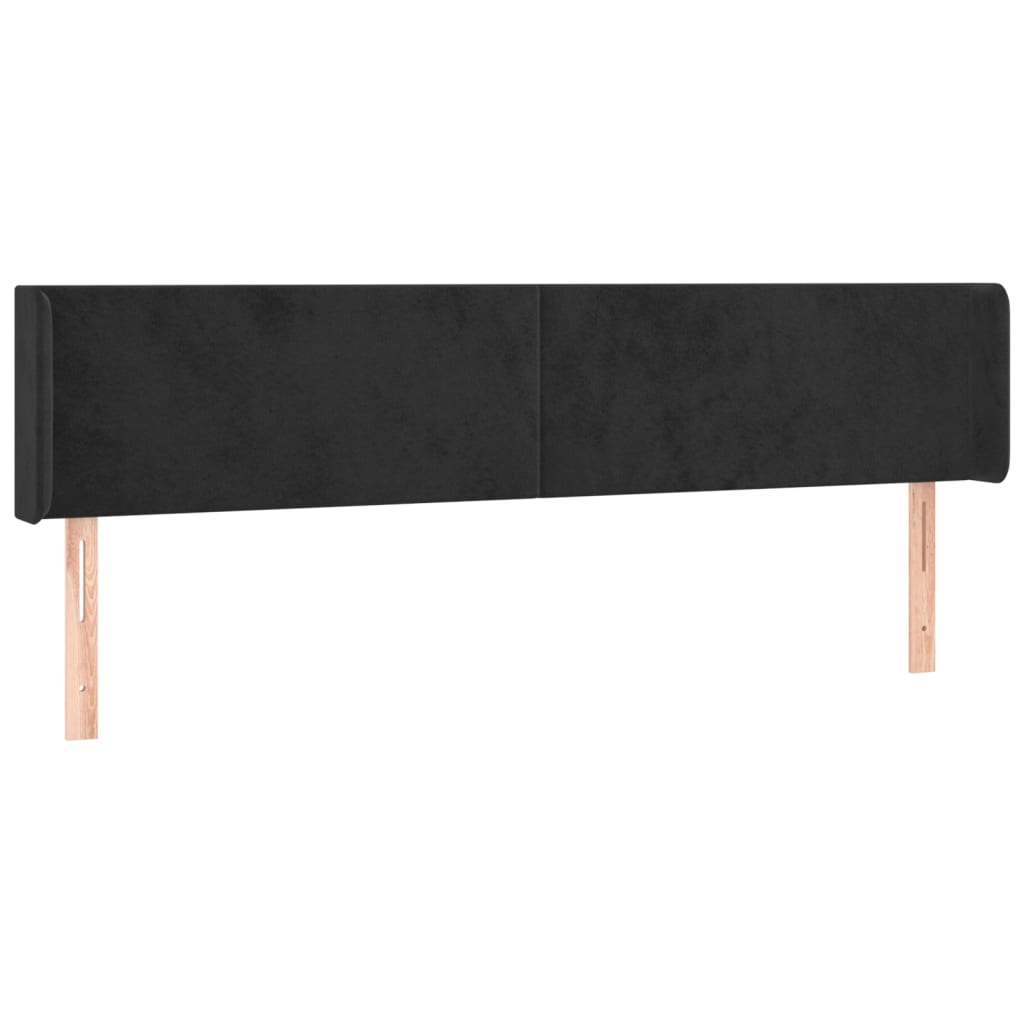 Tête de lit avec oreilles Noir 163x16x78/88 cm Velours - XIOS