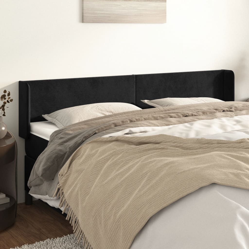 Tête de lit avec oreilles Noir 183x16x78/88 cm Velours - XIOS
