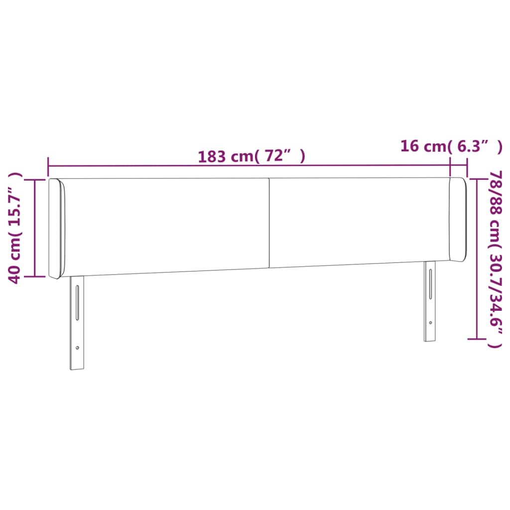 Tête de lit avec oreilles Rose 183x16x78/88 cm Velours - XIOS