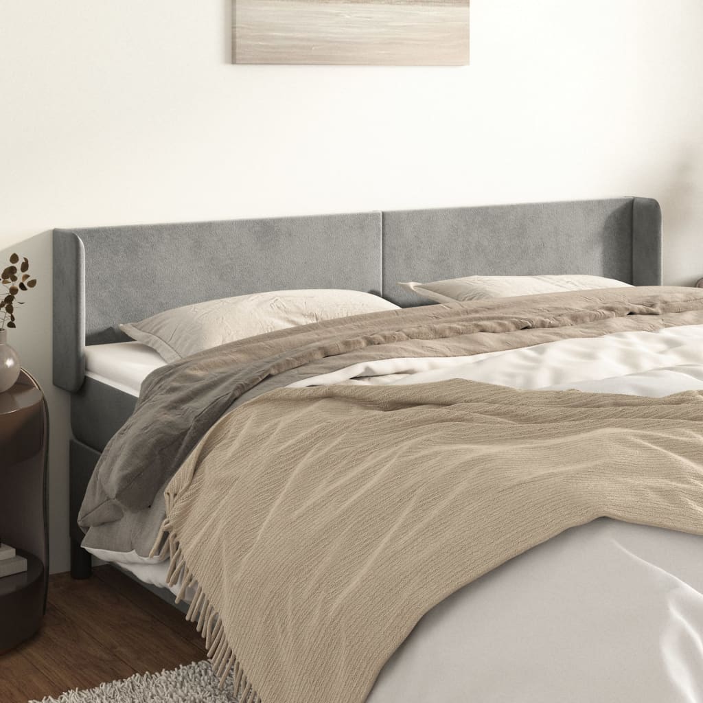 Tête de lit avec oreilles Gris clair 203x16x78/88 cm Velours - XIOS