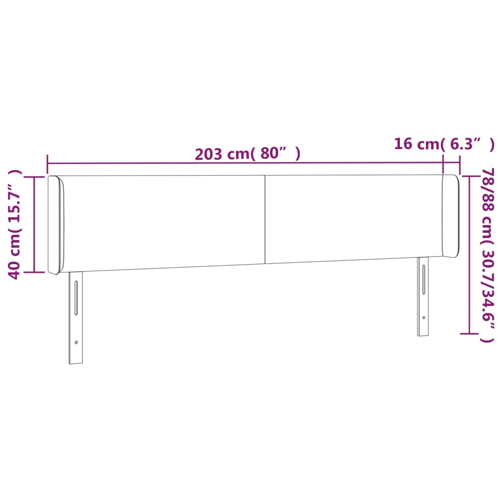Tête de lit avec oreilles Rose 203x16x78/88 cm Velours - XIOS