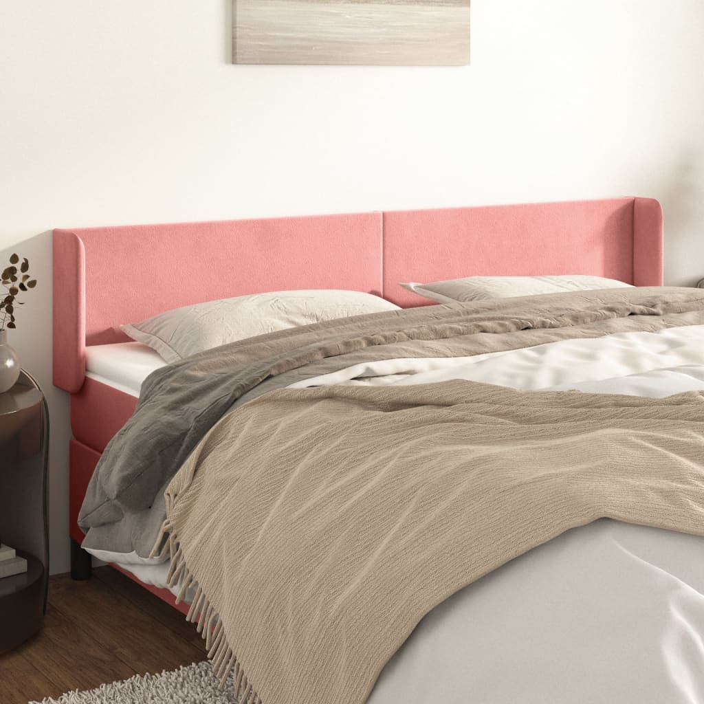 Tête de lit avec oreilles Rose 203x16x78/88 cm Velours - XIOS