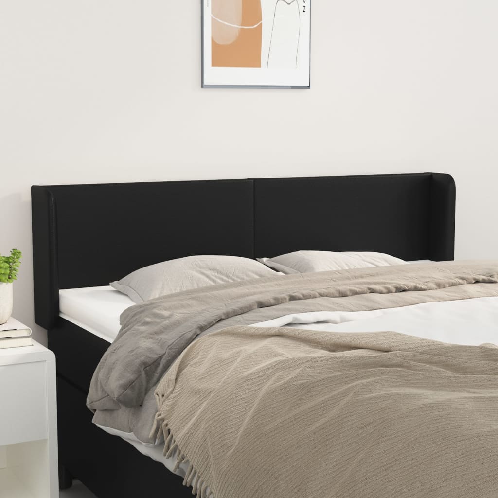 Tête de lit avec oreilles Noir 147x16x78/88 cm Similicuir - XIOS