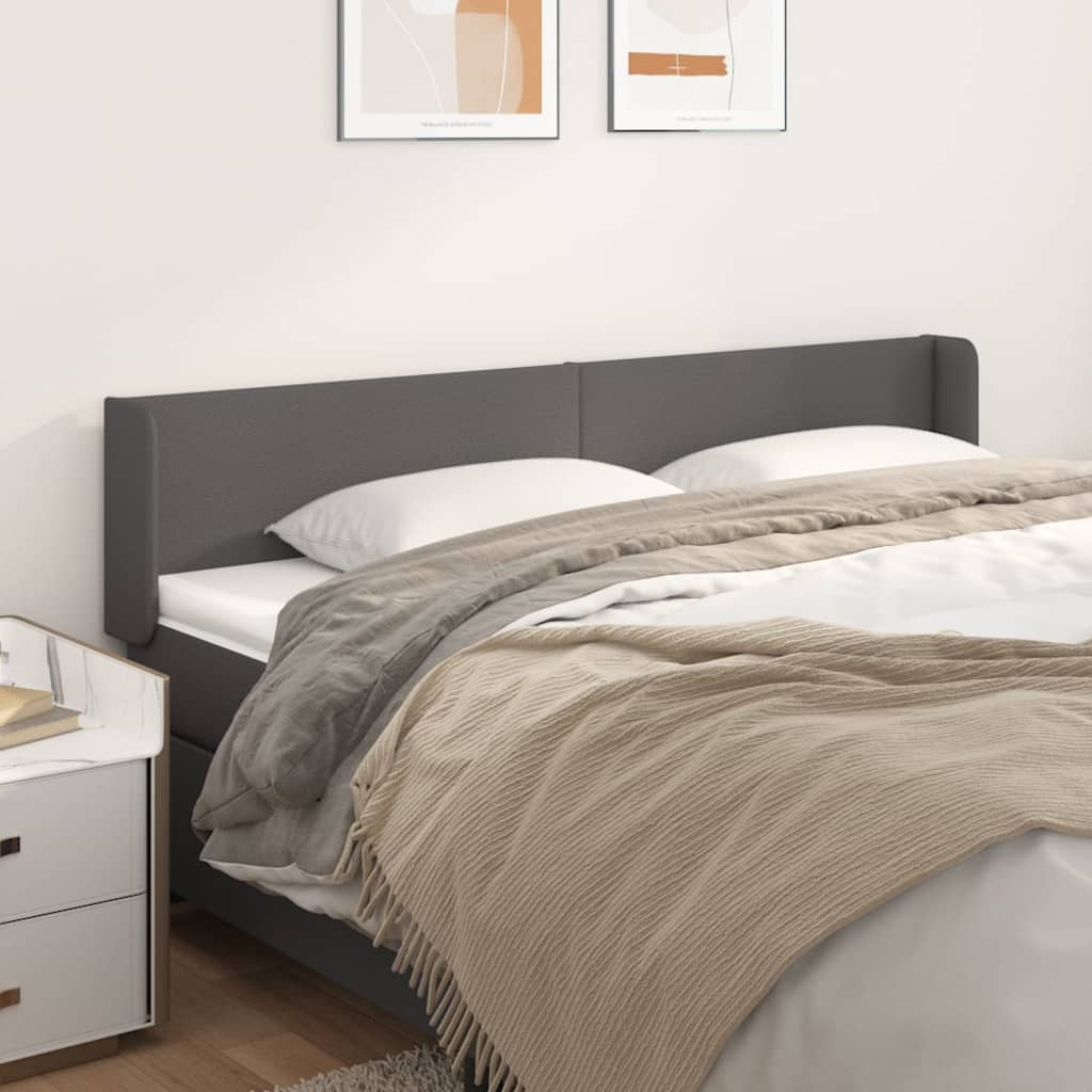 Tête de lit avec oreilles Gris 163x16x78/88 cm Similicuir - XIOS