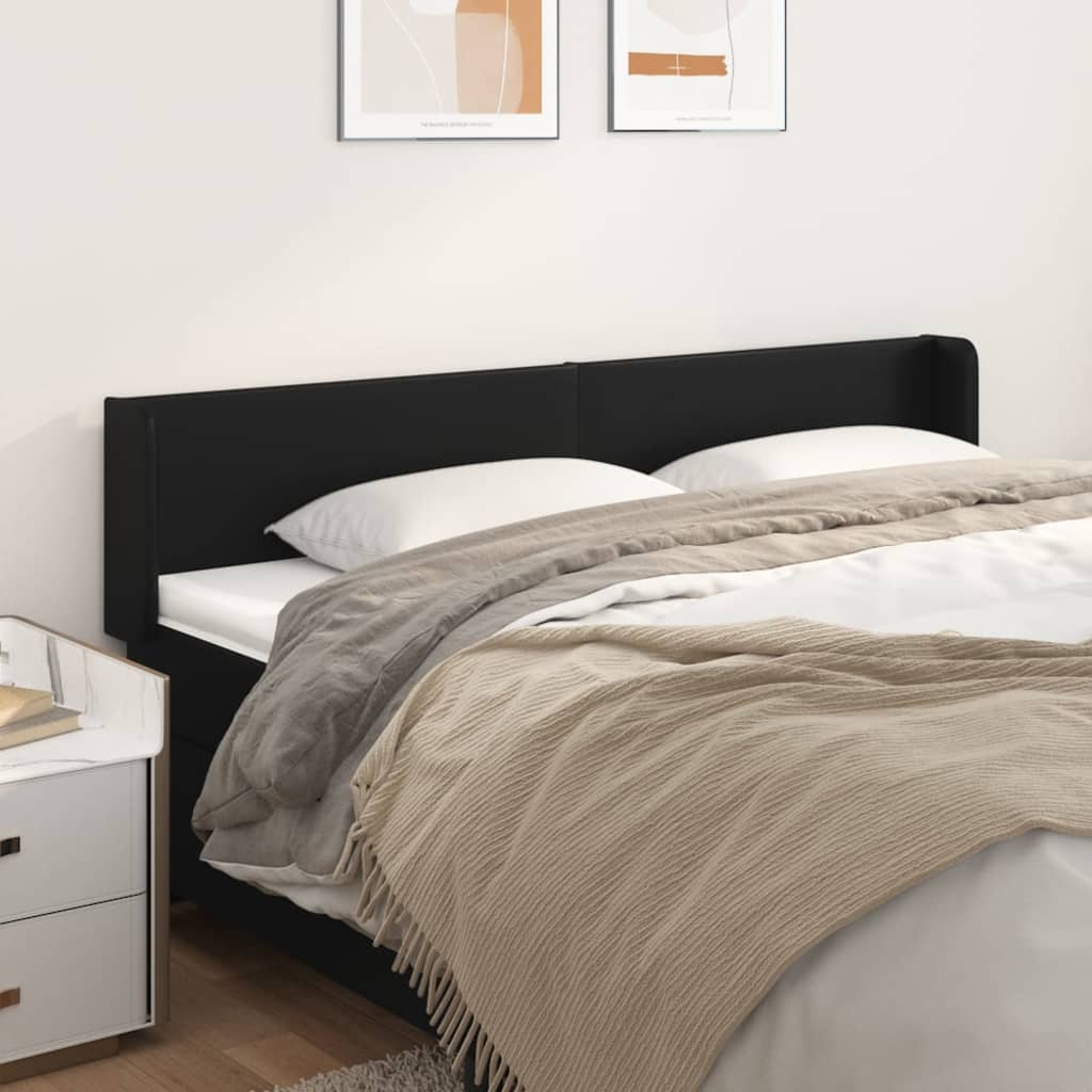 Tête de lit avec oreilles Noir 203x16x78/88 cm Similicuir - XIOS
