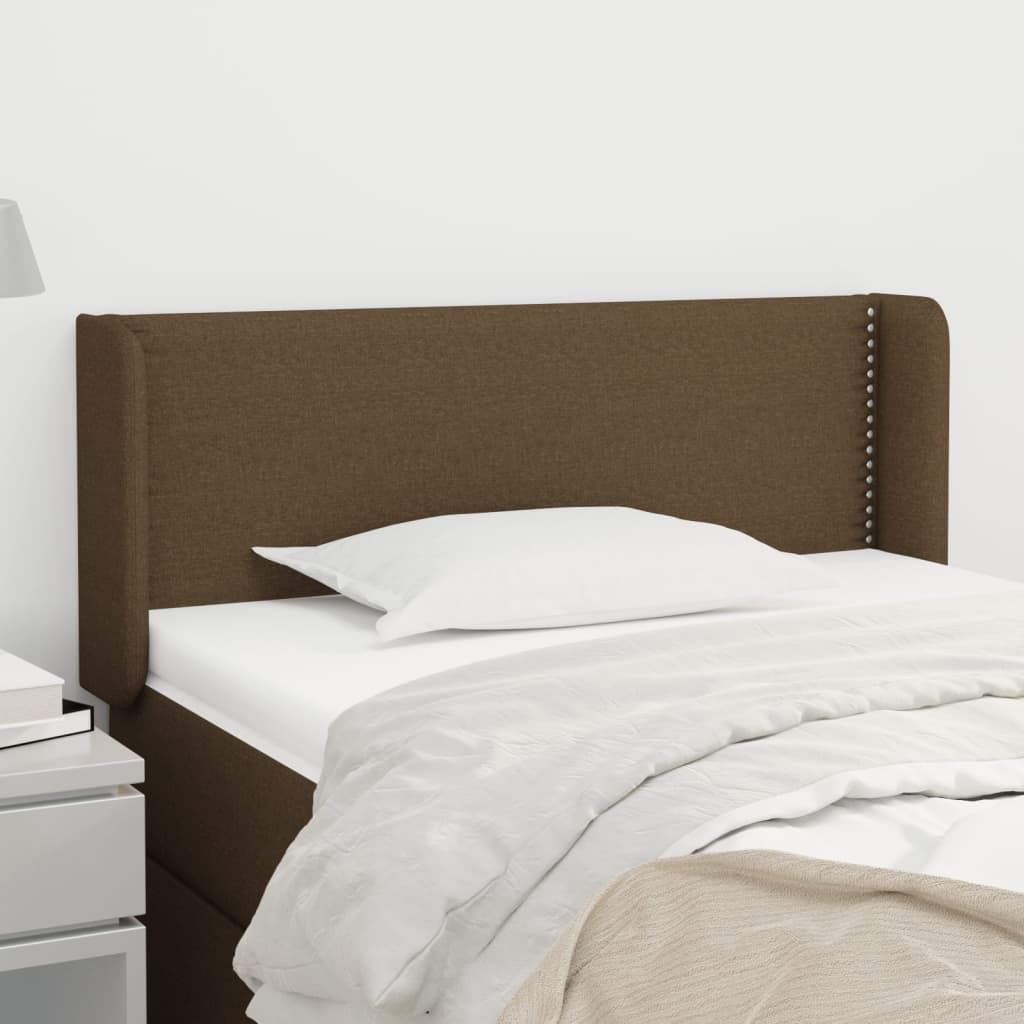 Tête de lit avec oreilles Marron Foncé 103x16x78/88 cm Tissu - XIOS