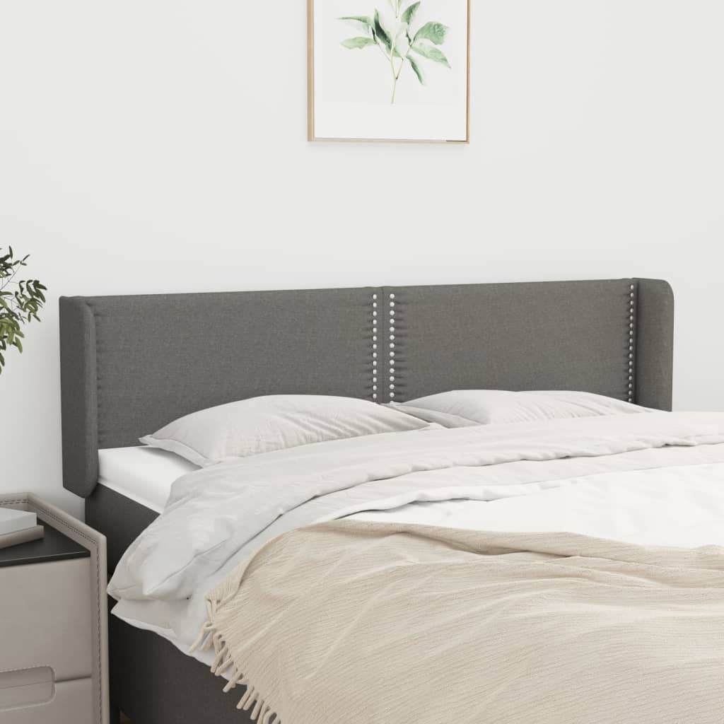 Tête de lit avec oreilles Gris foncé 147x16x78/88 cm Tissu - XIOS