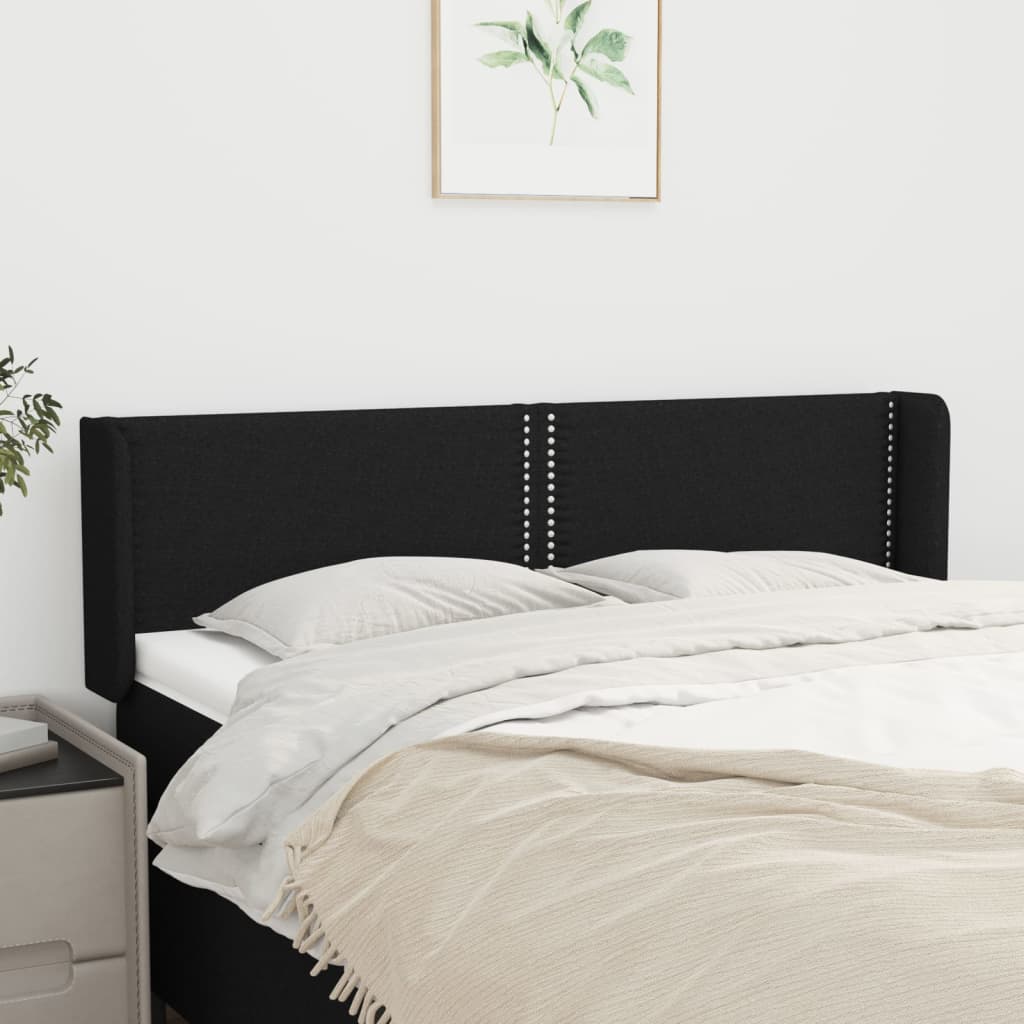 Tête de lit avec oreilles Noir 147x16x78/88 cm Tissu - XIOS