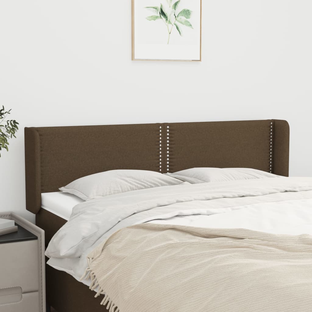 Tête de lit avec oreilles Marron Foncé 147x16x78/88 cm Tissu - XIOS