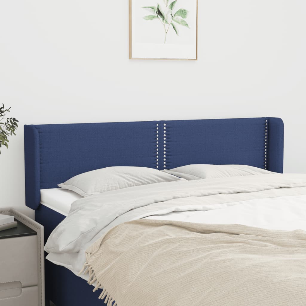 Tête de lit avec oreilles Bleu 147x16x78/88 cm Tissu - XIOS