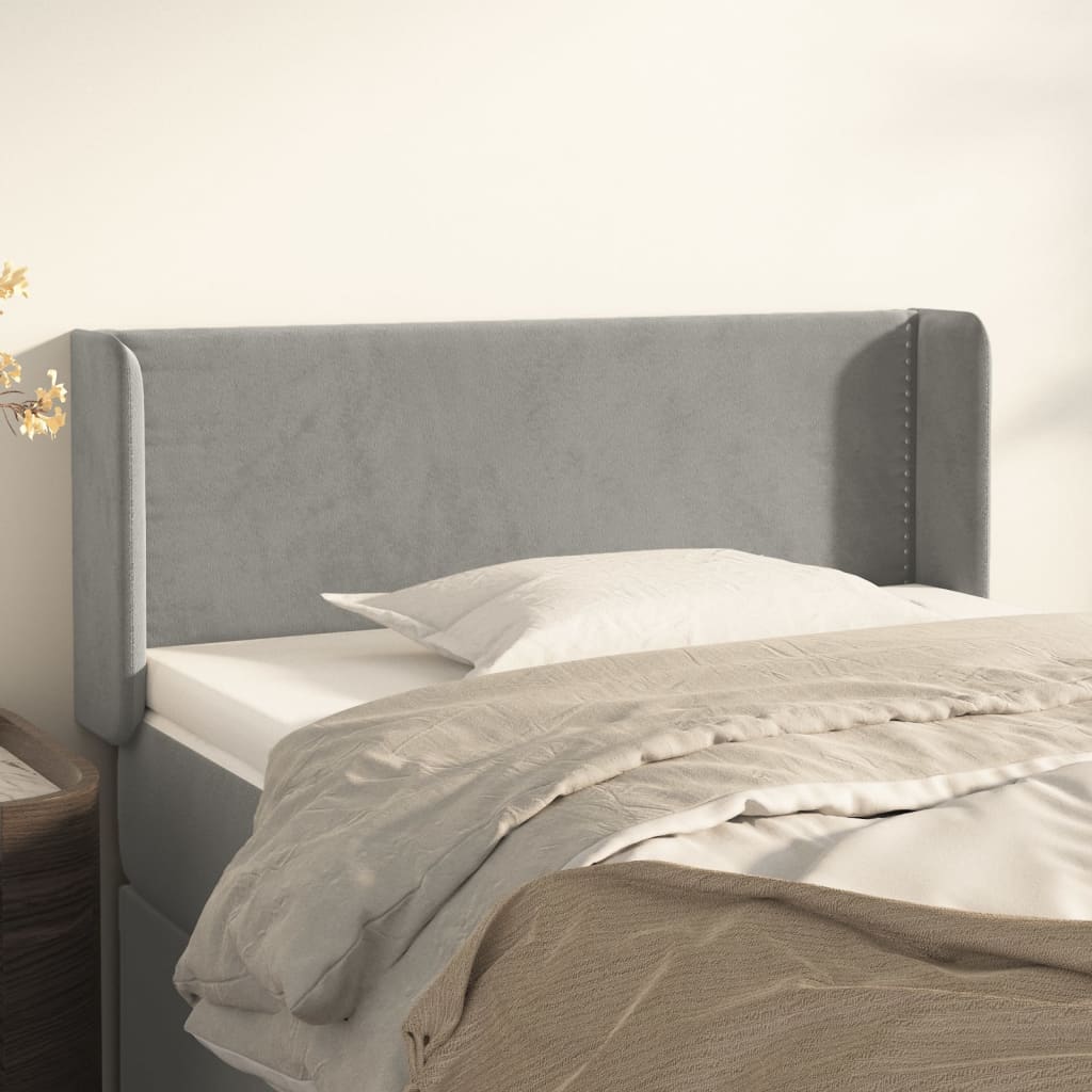 Tête de lit avec oreilles Gris clair 83x16x78/88 cm Velours - XIOS