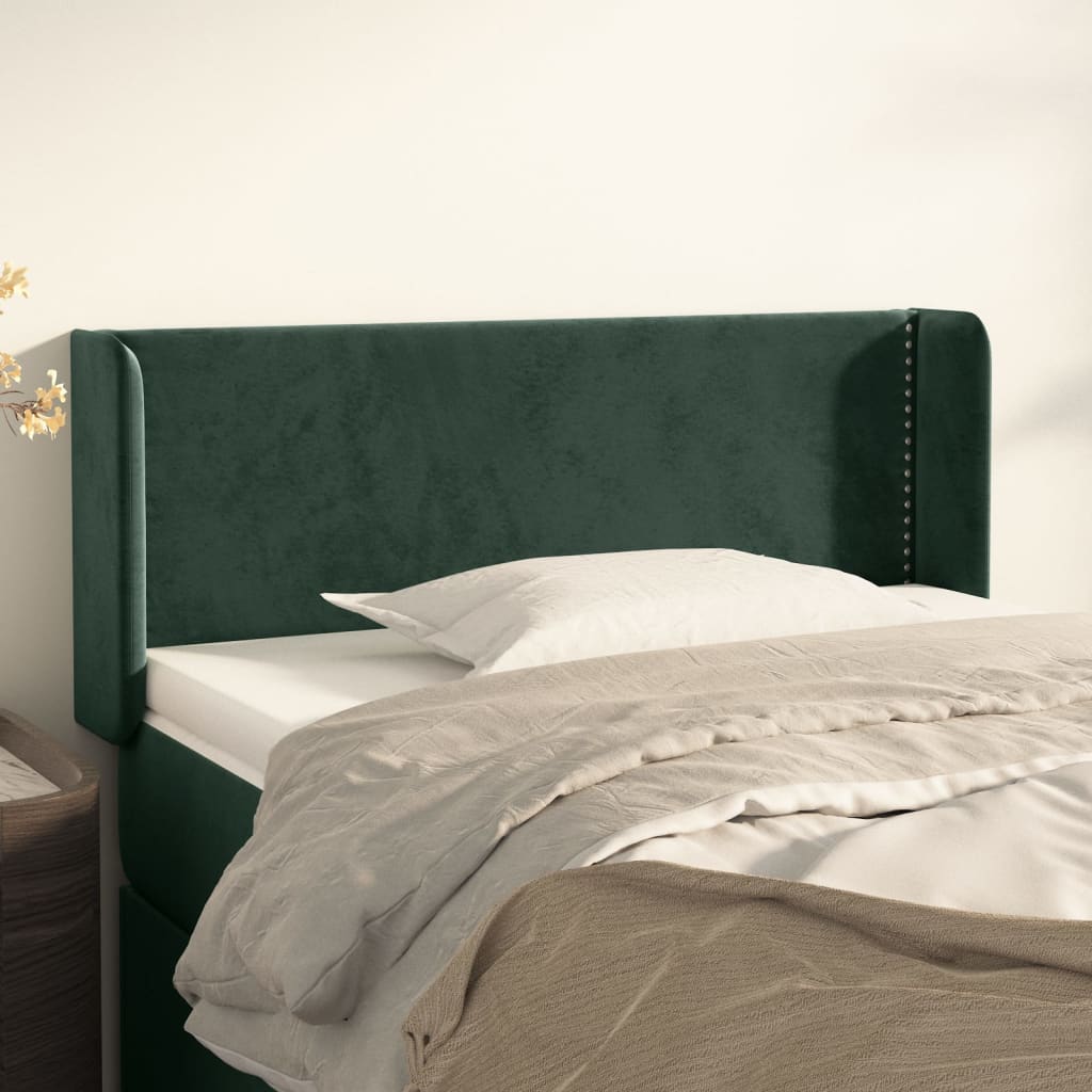 Tête de lit avec oreilles Vert foncé 103x16x78/88 cm Velours - XIOS