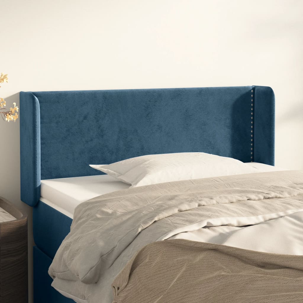 Tête de lit avec oreilles Bleu foncé 103x16x78/88 cm Velours - XIOS