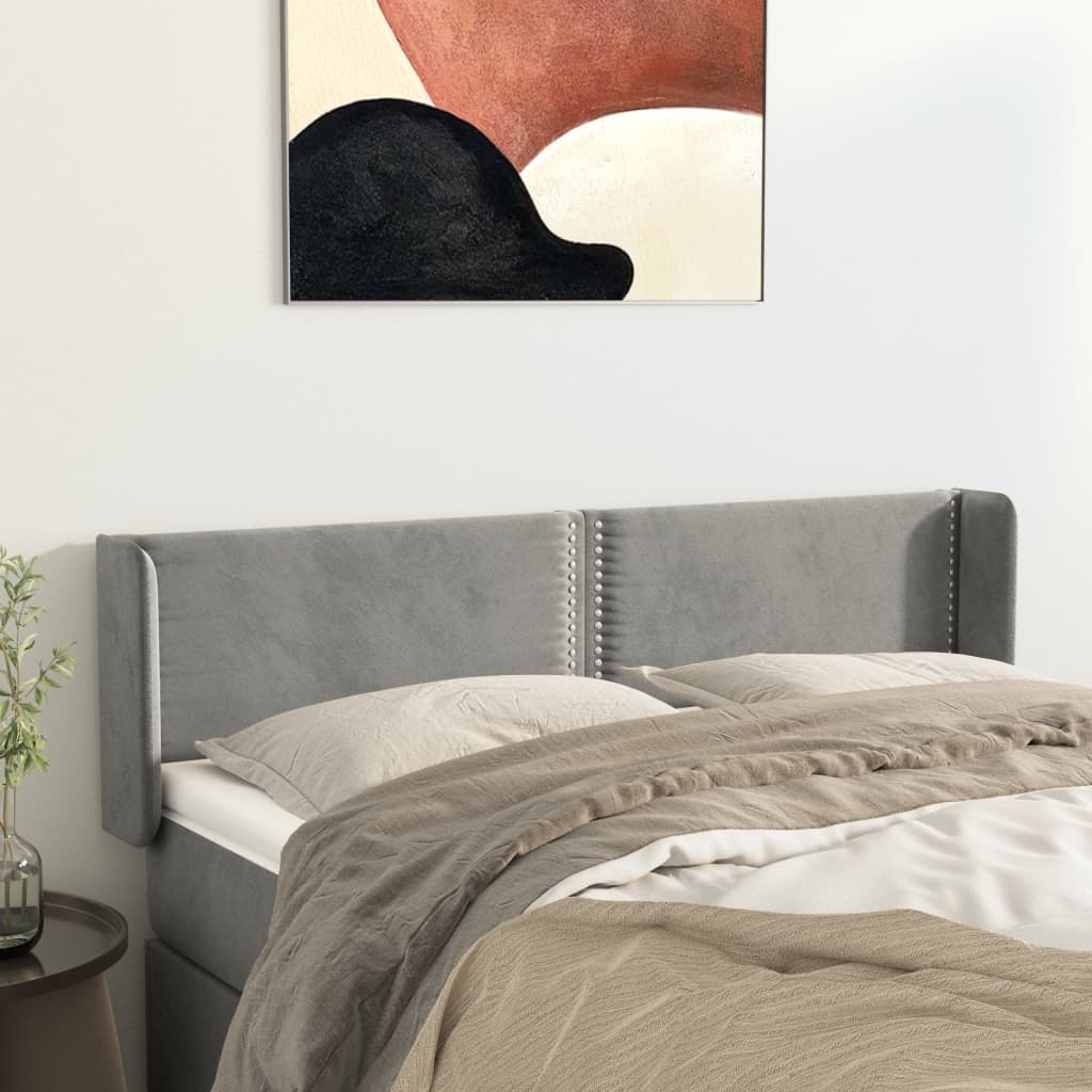 Tête de lit avec oreilles Gris clair 147x16x78/88 cm Velours - XIOS