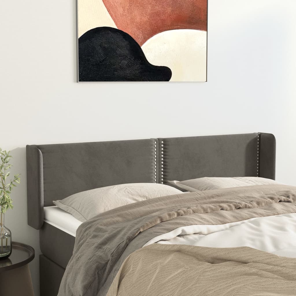 Tête de lit avec oreilles Gris foncé 147x16x78/88 cm Velours - XIOS