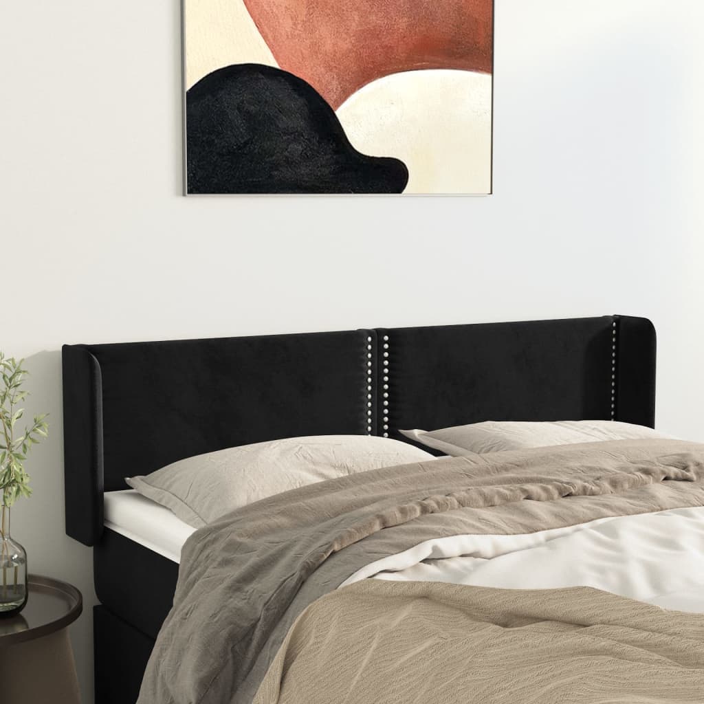 Tête de lit avec oreilles Noir 147x16x78/88 cm Velours - XIOS
