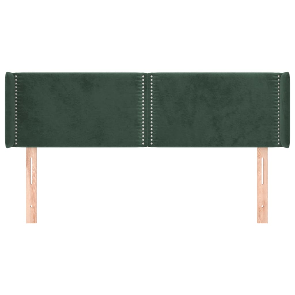 Tête de lit avec oreilles Vert foncé 147x16x78/88 cm Velours - XIOS