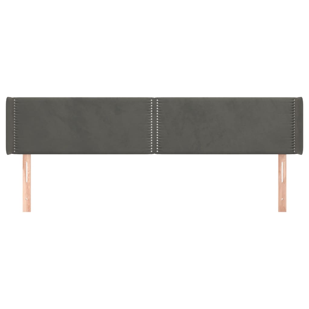 Tête de lit avec oreilles Gris foncé 163x16x78/88 cm Velours - XIOS