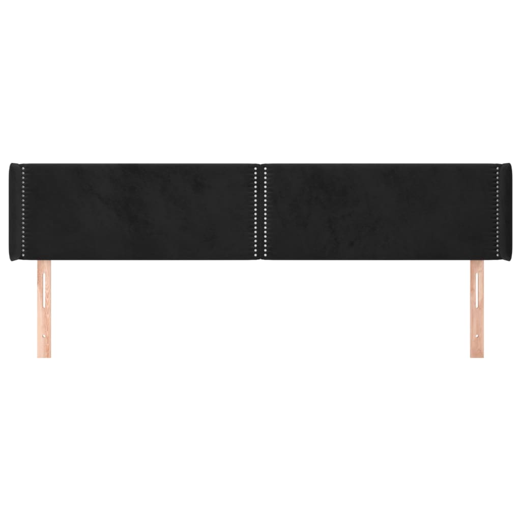 Tête de lit avec oreilles Noir 163x16x78/88 cm Velours - XIOS