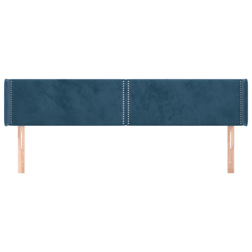 Tête de lit avec oreilles Bleu foncé 163x16x78/88 cm Velours - XIOS