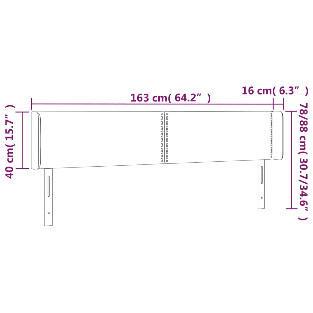 Tête de lit avec oreilles Rose 163x16x78/88 cm Velours - XIOS