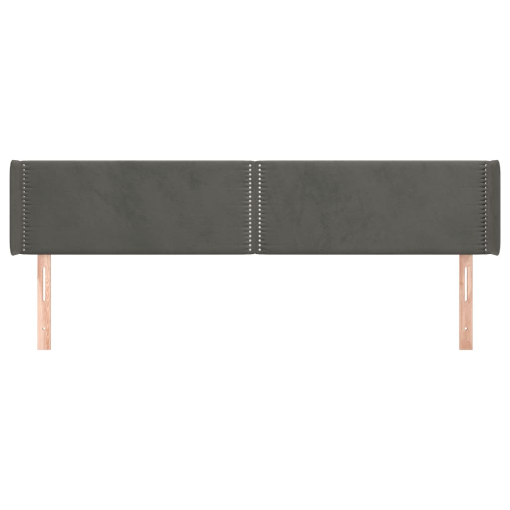 Tête de lit avec oreilles Gris foncé 183x16x78/88 cm Velours - XIOS