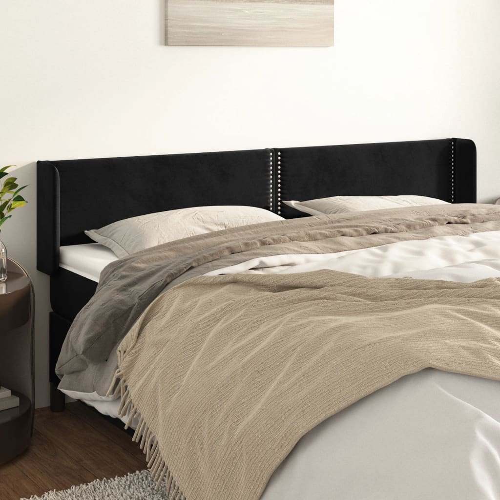 Tête de lit avec oreilles Noir 183x16x78/88 cm Velours - XIOS