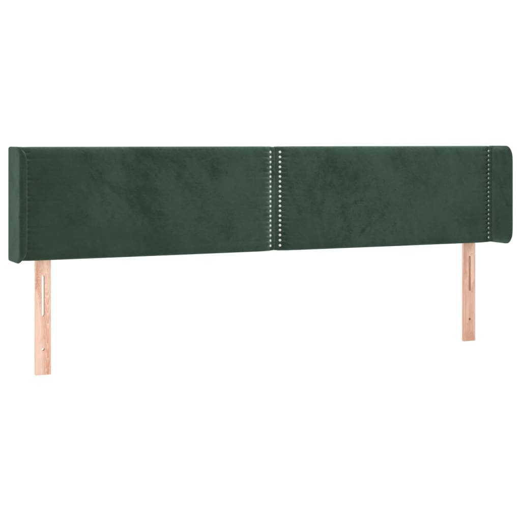 Tête de lit avec oreilles Vert foncé 183x16x78/88 cm Velours - XIOS