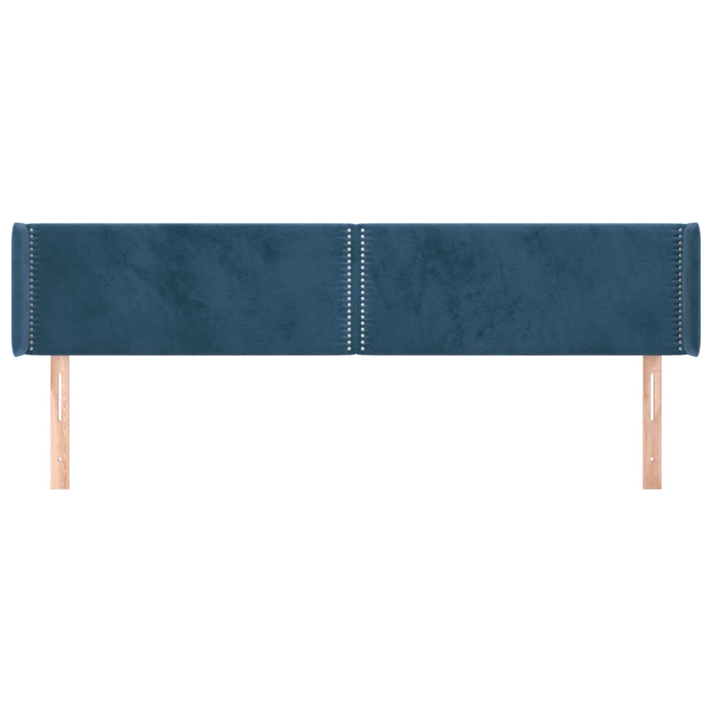 Tête de lit avec oreilles Bleu foncé 183x16x78/88 cm Velours - XIOS