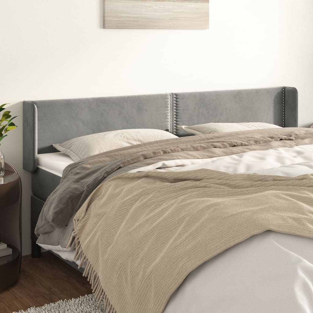 Tête de lit avec oreilles Gris clair 203x16x78/88 cm Velours - XIOS