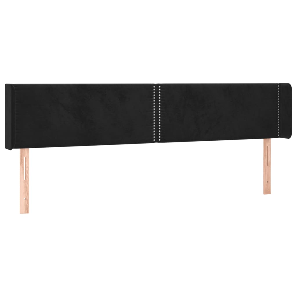Tête de lit avec oreilles Noir 203x16x78/88 cm Velours - XIOS