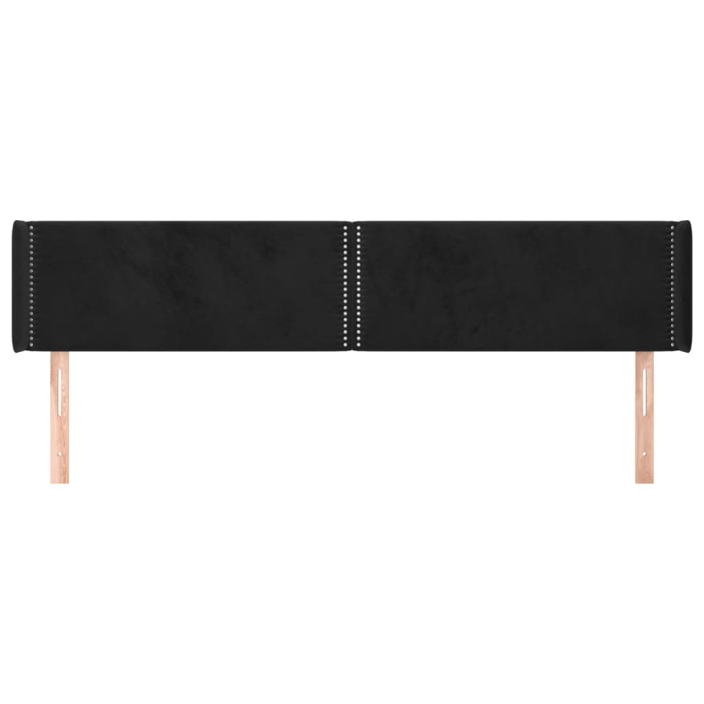 Tête de lit avec oreilles Noir 203x16x78/88 cm Velours - XIOS