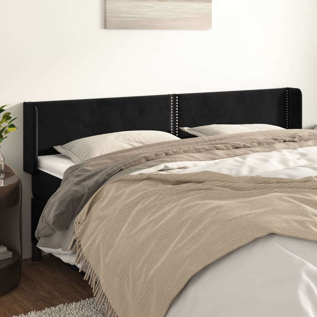 Tête de lit avec oreilles Noir 203x16x78/88 cm Velours - XIOS