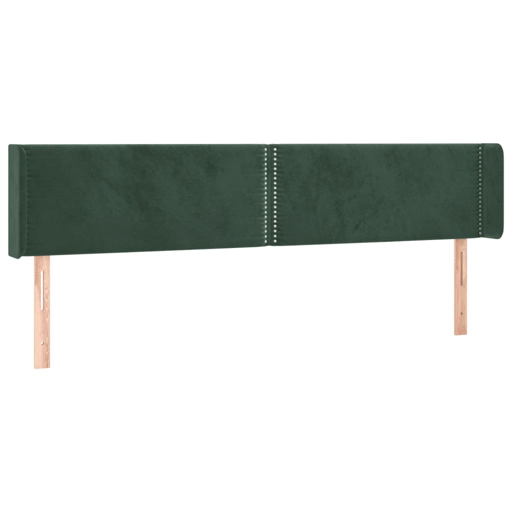 Tête de lit avec oreilles Vert foncé 203x16x78/88 cm Velours - XIOS